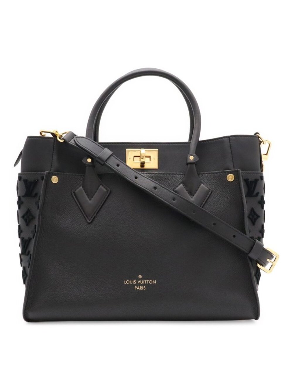 Louis Vuitton Monogram Tuffetage on My Side MM 2-Way Shoulder Bag Leather Noir